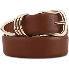 Women's Leather Belts with Gold Buckle Fashion Leather Waist Belt Elegant Ladies Belts for Jeans Dress & Casual Wear