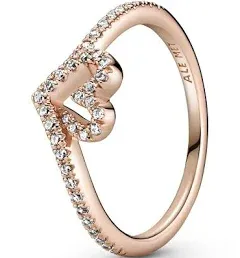 PANDORA Sparkling Wishbone Heart Ring