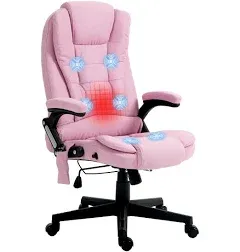 6 Point Vibrating Massage Office Chair with Heat, Linen High Back Executive