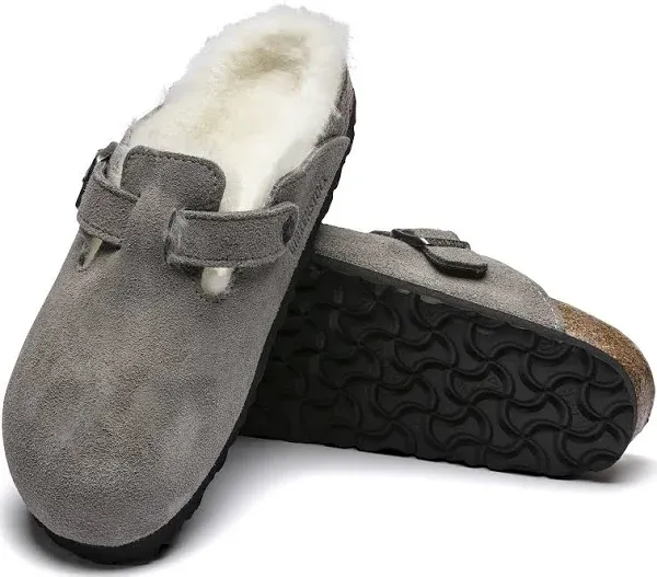 Womens Birkenstock Boston Shearling Clog - Stone Coin