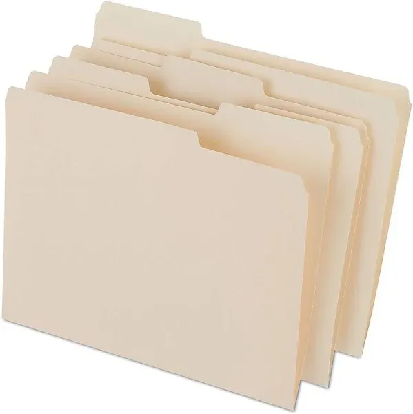 Staples Heavyweight File Folders 1/3-Cut Tab Letter Size Manila 50/Box