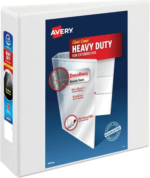 3 in. Avery Heavy-Duty View Binder with One Touch EZD Rings, White