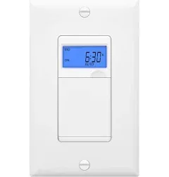 Enerlites 7-Day Digital In-Wall Programmable Timer Switch, White