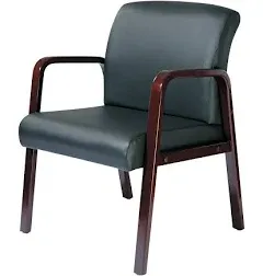 Office Guest Chair Bonded Leather Executive Side Reception Chair w/ Solid Frame