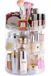 Cq acrylic 360 Rotating Makeup Organizer Clear Round Spinning Skincare Organizer