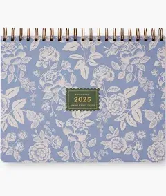 RIFLE PAPER CO. 2025 12-Month Top Spiral Planner | Monthly and Weekly Dated, Sturdy Double Spiral Top (Monthly Notes and Weekly To Do List), English Rose