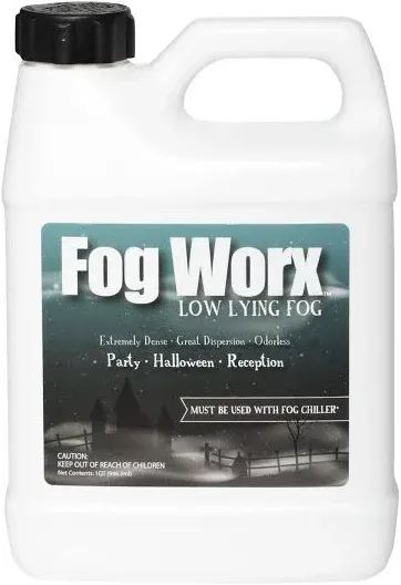 Fogworx Low Lying Fog Juice, Long Lasting Low Lying Indoor-Outdoor Fog, 1 Quart,