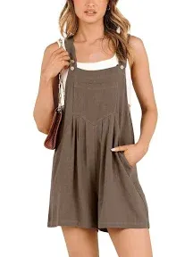 ANRABESS Women's Summer Casual Rompers Bib Short Overalls Loose Linen Jumpsuit Beach Outfits Travel Vacation Clothes