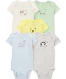 Carter's Infants 5-Pack Farm Animals Bodysuits, Pastel Multi, 3M - 1R036410-3M | Blain's Farm & Fleet