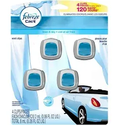 Febreze Car Vent Clips Air Freshener and Odor Eliminator Linen and Sky Scent