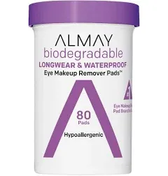 Almay Biodegradable Longwear & Waterproof Eye Makeup Remover Pads 80 Pads