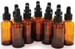 Vivaplex 12 Amber 1 oz Glass Bottles with Glass Eye Droppers