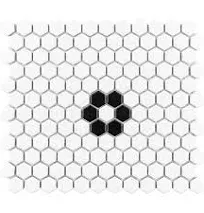 Merola Tile Metro 1" Hex Matte White Single Flower 11-7/8"x10-1/4" Porcelain Mosaic Tile