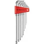 PB Swiss PB 212LH-10 CN 9 Piece Chrome Ball point Hex Allen Key Set L-Wrench