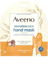 Aveeno Repairing Cica Hand Mask, Oat & Shea Butter, 1 Pair of Gloves