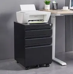 3 Drawer Mobile File Cabinet with Lock