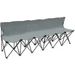 Trademark Innovations Portable 6-Seater Folding Team Sports Sideline Bench with Back (Grey)