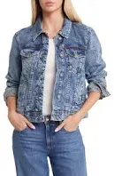 Free People XS Jones Blue Denim Jean Tie Dye Jacket Womens (Fits A Medium)