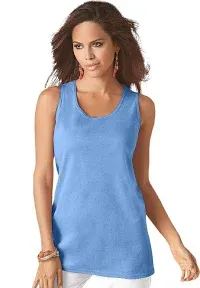 Plus Size Women's Scoopneck Tank by Roaman's Top 100% Cotton Layering A-Shirt