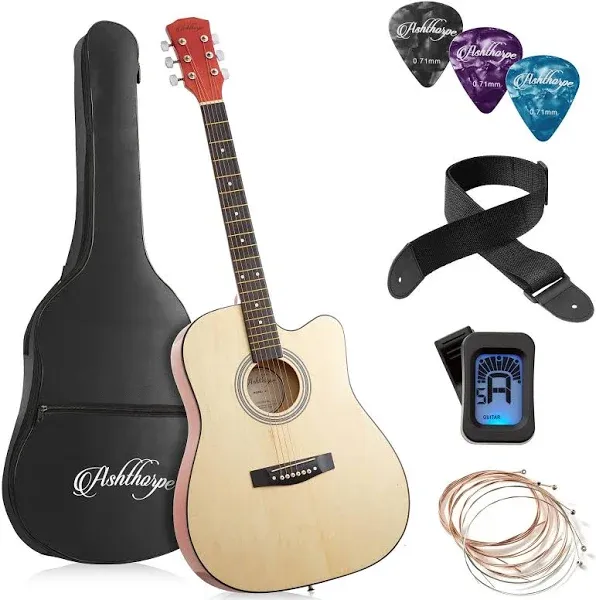 Ashthorpe 41-Inch Beginner Cutaway Acoustic Guitar Package