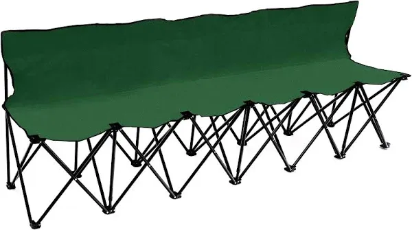 Trademark Innovations Portable 6-Seater Folding Team Sports Sideline Bench with Back (Dark Green)