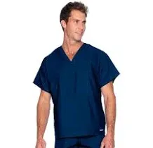 Landau Adult Size Small Steel Gray Relaxed Fit V-Neck Scrub Top 7502 NWT