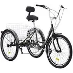 VEVOR 24 in. Adult Tricycles Bike Black