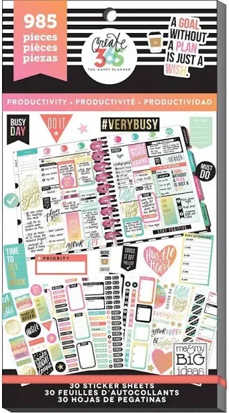 Create 365 Happy Planner Sticker Value Pack Productivity Classic