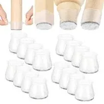 Aneaseit Chair Leg Floor Protectors - 1 1/2&#034; x 16 pcs Clear - Felt Bottom Sil...