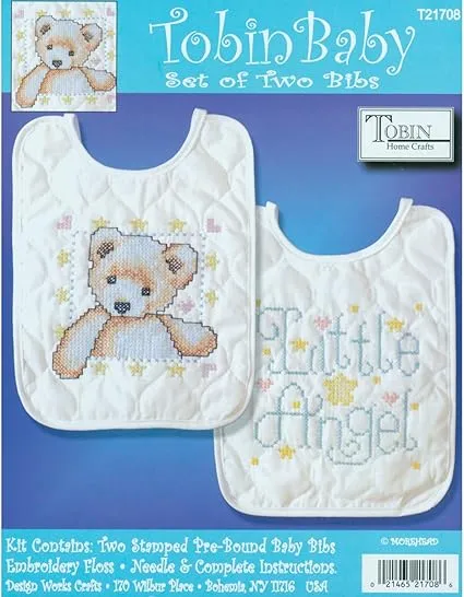 Tobin Angel Bib Pair Stamped Cross Stitch Kit