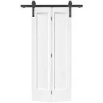 CALHOME Bifold Door Bi-Fold Barn Door w/ Sliding Hardware Kit in Primed White