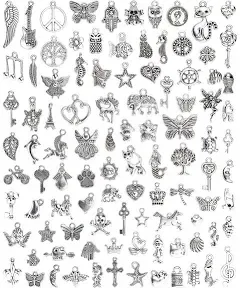 Wholesale Bulk Lots Jewelry Making Silver Charms Mixed Smooth Tibetan Silver Met