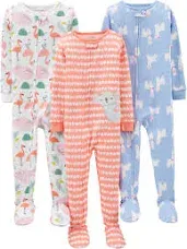 Simple Joys by Carter's Girls' 3-Pack Snug Fit Footed Cotton Pajamas