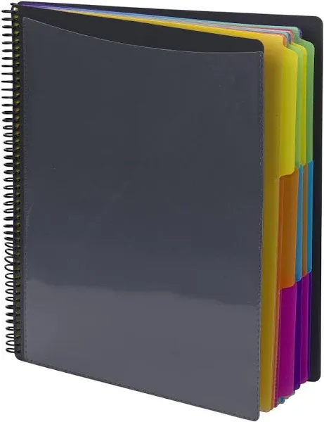 Project Organizer 24 Pockets Grey with Assorted Bright Tabs Tear Resistant Po...