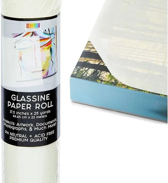 Bright Creations Glassine Paper Roll for Artwork, Transparent Paper for Crafts and Baked Goods, Classroom Supplies (17.5 Inches x 25 Yards)