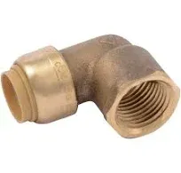 SharkBite 1/2 In. x 1/2 In. Push-to-Connect Brass Elbow (1/4 Bend)