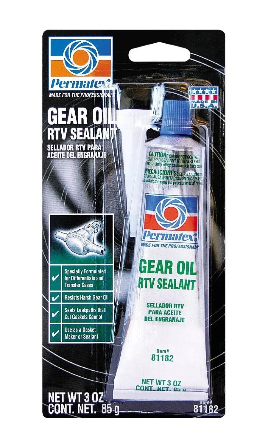 Permatex Gear Oil RTV Gasket Maker, 3 oz carded tube, Each