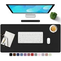 Ruby Lil PU Leather Desk Pad,Mouse Mat with Suede Base, Multi-Color Non-Slip Mouse Pad, Waterproof Desk Writing Mat, Large PU Leather Desk Blotter Protector,Black,24"x 12"