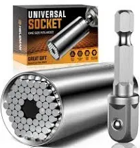 Super Universal Socket Tools Gifts for Men  with Power Drill Adapter(7-19 MM)