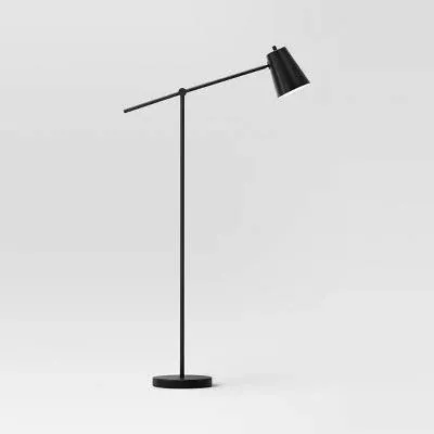 Cantilever Floor Lamp Black - Threshold: Adjustable, Swivel Arm, Metal Shade,