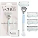 Venus for Pubic Hair and Skin Value Pack - Razor Handle + 4 Blade Refills