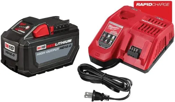 New OEM Milwaukee 48-59-1200 M18 18v 12Ah Lithium Battery &amp; Charger Starter Kit