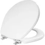 Mayfair Benton Toilet Seat - Enameled Wood - Chromed Hinges - Whisper Close - Round - White 26CHSLA 000