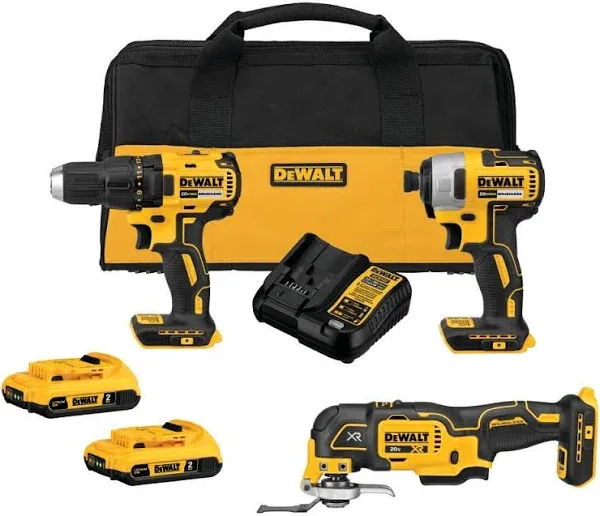 DEWALT 3-Tool 20-Volt Max Brushless Power Tool Combo Kit with Case &amp; 2 Batteries