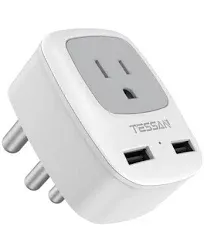 TESSAN Power Adapter International Grounded Travel Plug Adaptor USB TS-AP2U-ZA