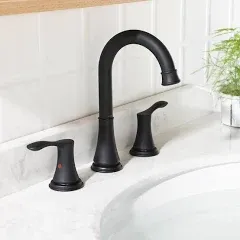 Parlos Two-Handle High Arc Bathroom Faucet with Pop Up Drain and cUPC Faucet Supply Lines Widespread 8 inch Deck Mounted,Oil