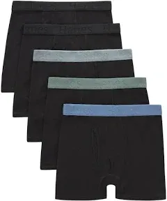 Hanes Originals Boys' Supersoft Boxer Brief Underwear, Black, 5-Pack Assorted S