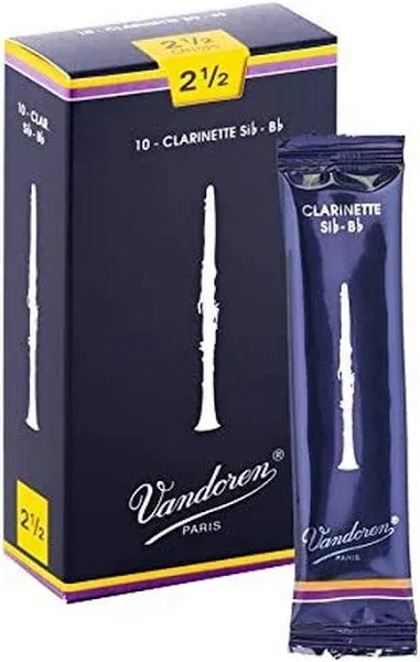 Vandoren Traditional Bb Clarinet Reeds Strength 2.5 Box of 10