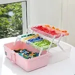 Creahaus 13 inch Art Craft Organizer Storage Box with 3 Layers Multifunctiona<wbr/>...