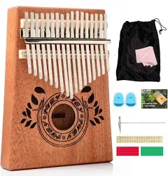 UNOKKI 17 Key Kalimba Thumb Piano Music Instrument Kids &amp; Adults Light Brown